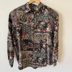 Vintage Silk Paisley and Floral Blouse